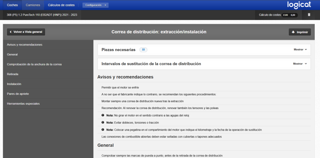 Correa de distribución: extracción/instalación