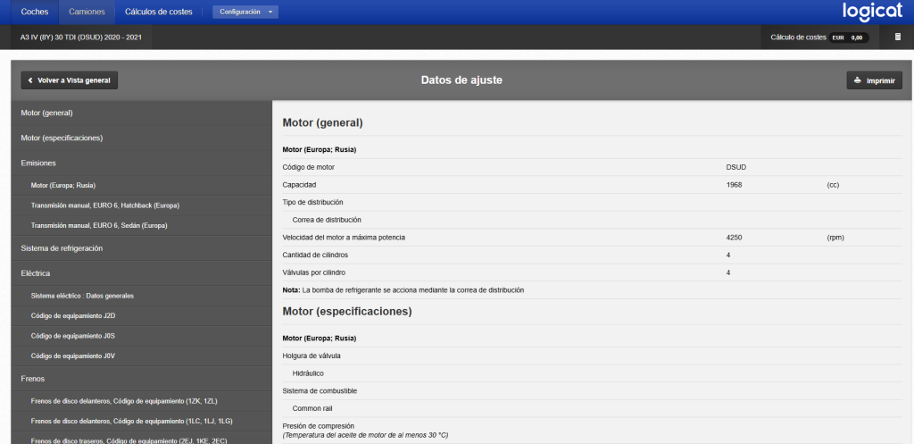 DATOS DE AJUSTE HAYNESPRO AUDI 3