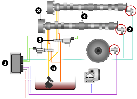 Principales componentes del sistema VVT