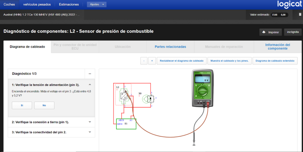 diagnostico sensor presion riel haynespro