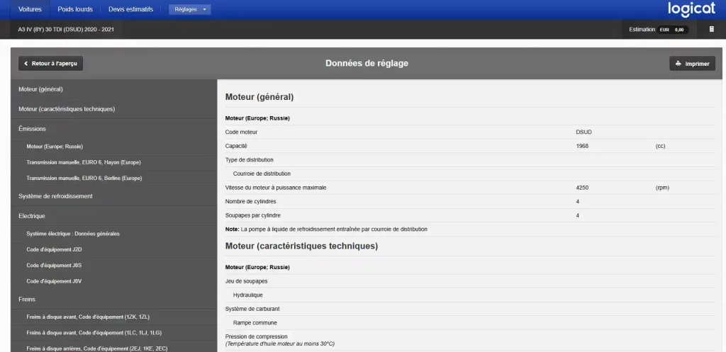 Données de réglage Moteur sur haynespro