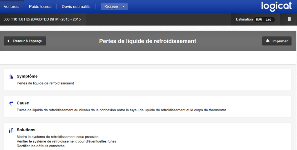 Pertes de liquide de refroidissement sur l'outil Haynespro module SmartCASE