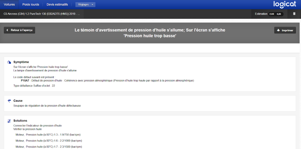 Haynespro : le témoin d'avertissement de pression d'huile s'allume