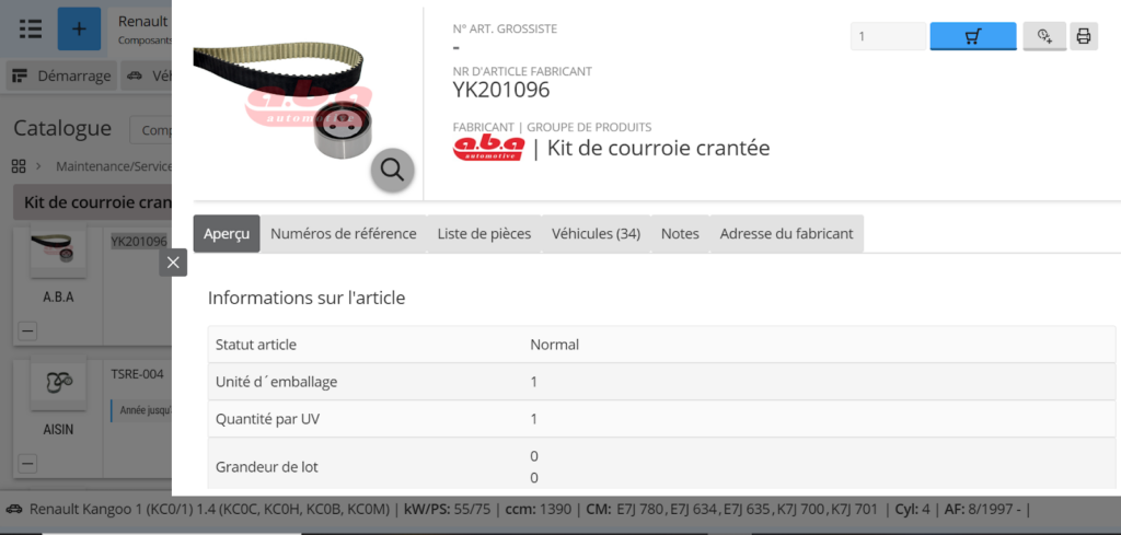 kit de courroie crantée sur teccat 