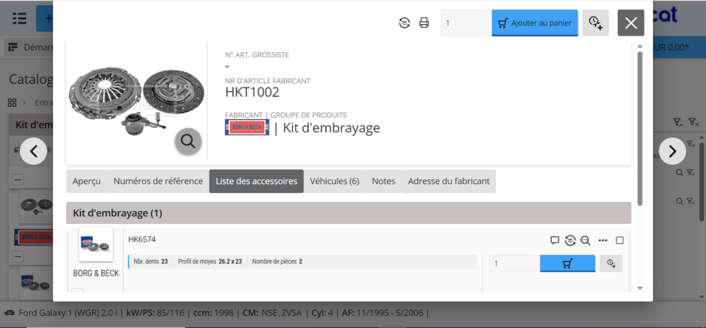kit d'embrayage BORG & BECK sur teccat